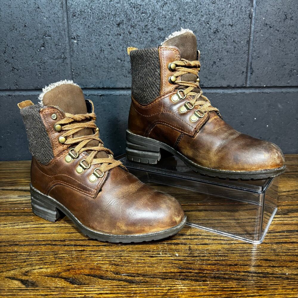 CAT Caterpillar Fur Lined Leather Lace Up Ankle Boots Brown Women’s 6